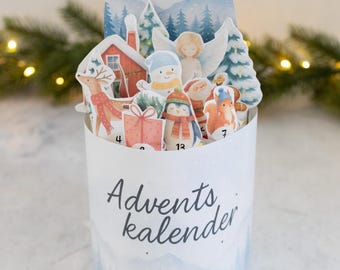 Duplo Mini Adventskalender Winterlandschaft mit 24 Motiven - Vorlage zum Ausdrucken von Duplo Banderolen, Weihnachten Diy Adventskalender