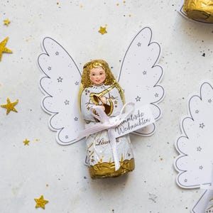 Druckvorlage Weihnachts-Mitbringsel Engel Vorlage zum Drucken Weihnachten Kleinigkeit Verschenken PDF Schoko Lindt Weihnachtsengel Download
