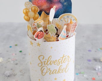 duplo Banderole "Silvester Orakel" – Silvester Vorlage zum Ausdrucken | Neujahresgeschenk | Silvestermitbringsel | Kleinigkeit für Silvester