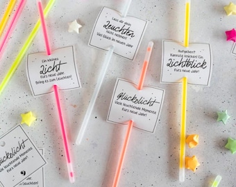 Silvester Knicklichter / Leuchtstäbe: Vorlage zum Ausdrucken / Kleinigkeit für Silvester, Druckvorlage