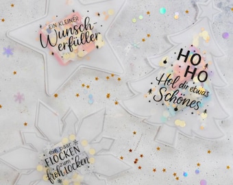 Weihnachten Schüttelkarten | Verpackung für Geld & Gutscheine | Download Bastelvorlagen | Konfettitüten | Wunscherfüller Last Minute Karte