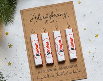 Adventskranz TO GO Druckvorlage, Geschenkidee im Advent, Kleinigkeit, Bastelvorlage Geschenkidee Weihnachten, lustige Kartenidee Weihnachten