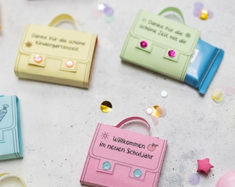 Mini Ritter Sport Schulanfang Schulferien Kita-Abschied Kindergarten Abschiedsgeschenk Schulkind Einschulung Schultüte Vorlage Ausdrucken