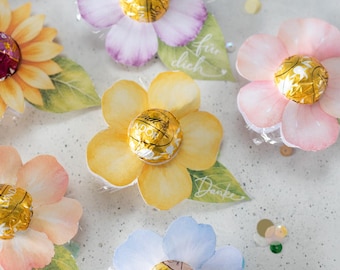 Druckvorlage Blume Gastgeschenk Kleinigkeit Bastelvorlage Mitbringsel Tischdekoidee Geschenkidee Lindt Ferrero Rocher Lindor