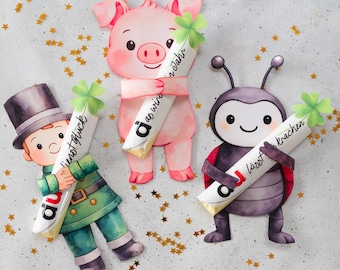 Duplo Banderole Silvester – Silvester Mitbringsel DIY Glücksbringer Vorlage zum Ausdrucken Neujahr Druckvorlage Kleinigkeit Gastgeschenk