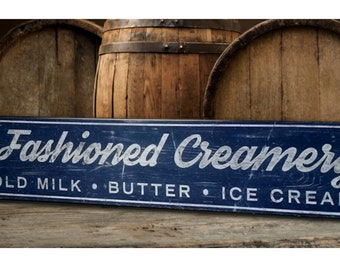 Old Fashioned Creamery Wood Sign - Rustic Wooden Decor