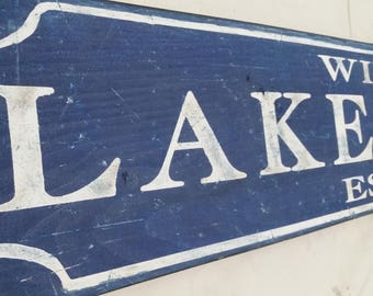 Personalized Lake House Wood Sign - Handmade Antique Style Wooden Decor