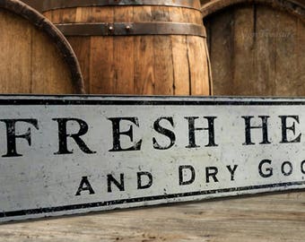Fresh Herbs and Dry Goods Wood Sign - HandCrafted Rustic Wooden Decor