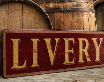 Livery and Feed Wood Sign - Handmade Antique Wooden Decor
