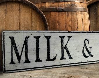 Milk and Honey Wood Sign - Hand Crafted Antique Wooden Decor