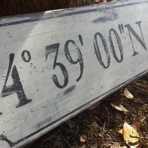 Personalized Latitude Longitude Wood Sign With Nautical Compass- Hand Crafted Custom Wooden Rustic Decor
