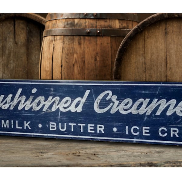 Old Fashioned Creamery Wood Sign - Rustic Wooden Decor