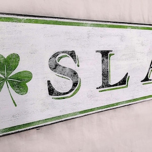 Slainte Irish Wood Sign - Shamrock Irish Wooden Decor