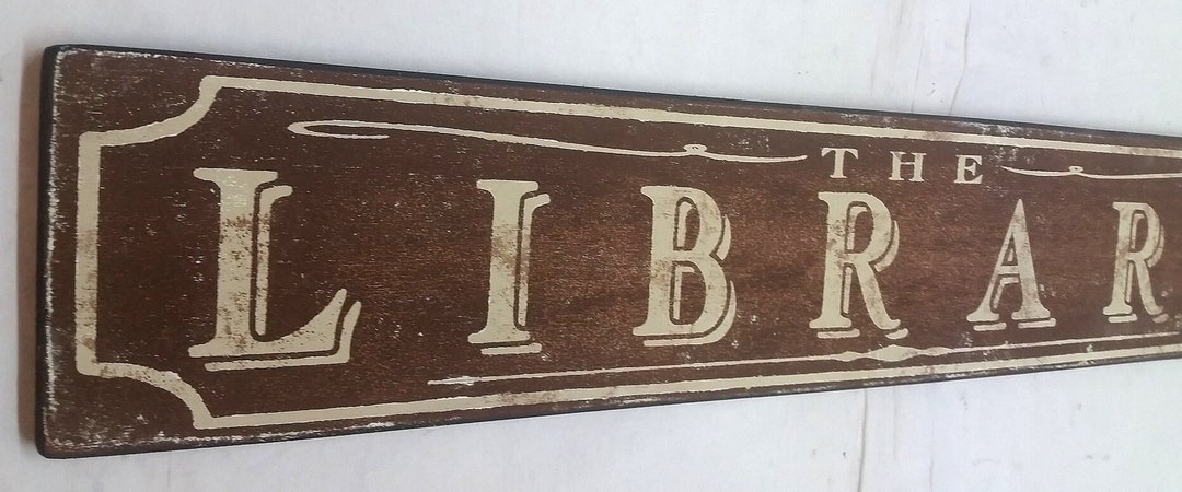 Antique Style the Library Wood Sign Brown - Handmade - Etsy