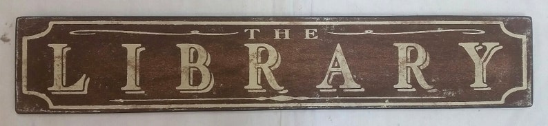 Antique Style the Library Wood Sign Brown - Handmade - Etsy