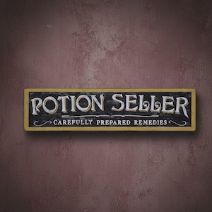 Potion Seller Wood Sign - Hand Crafted Wood Decor