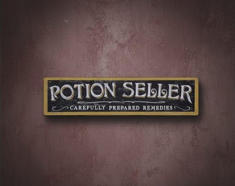 Potion Seller Wood Sign - Hand Crafted Wood Decor