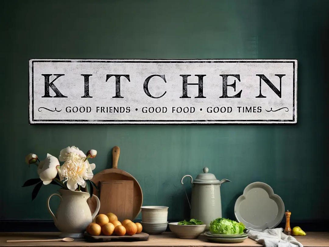Kitchen Good Friends Food Times Wood Sign - Hand Crafted Decor - Etsy