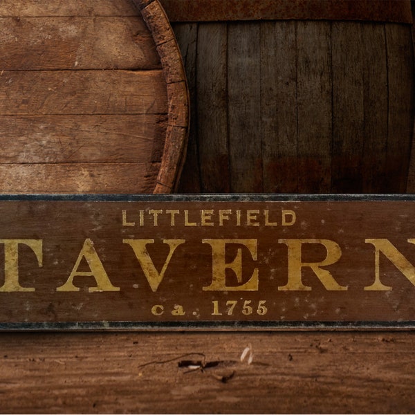 Personalized Rustic Tavern Wood Sign Antique Style - Handmade Wooden Home Decor