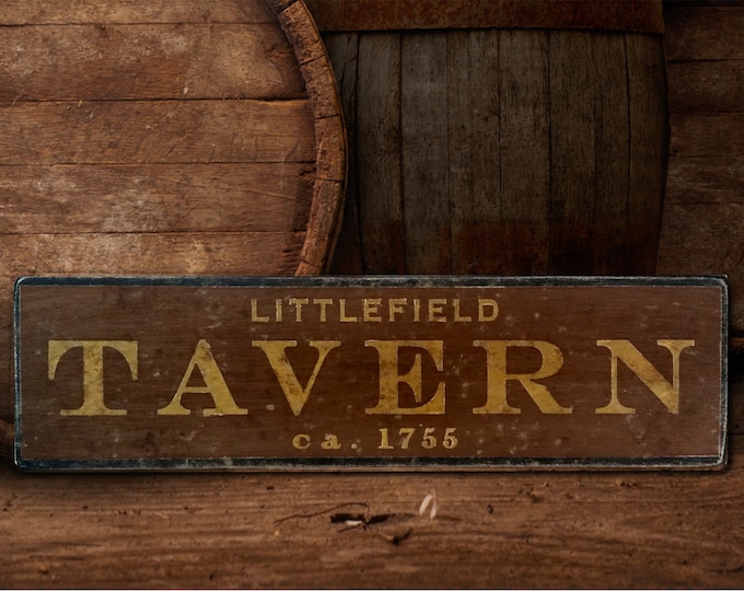 Personalized Rustic Tavern Wood Sign Antique Style - Handmade Wooden Home Decor