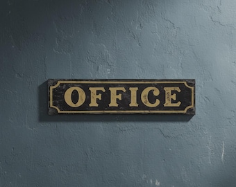 Office Antique Style Sign - Hand Crafted Wood Decor