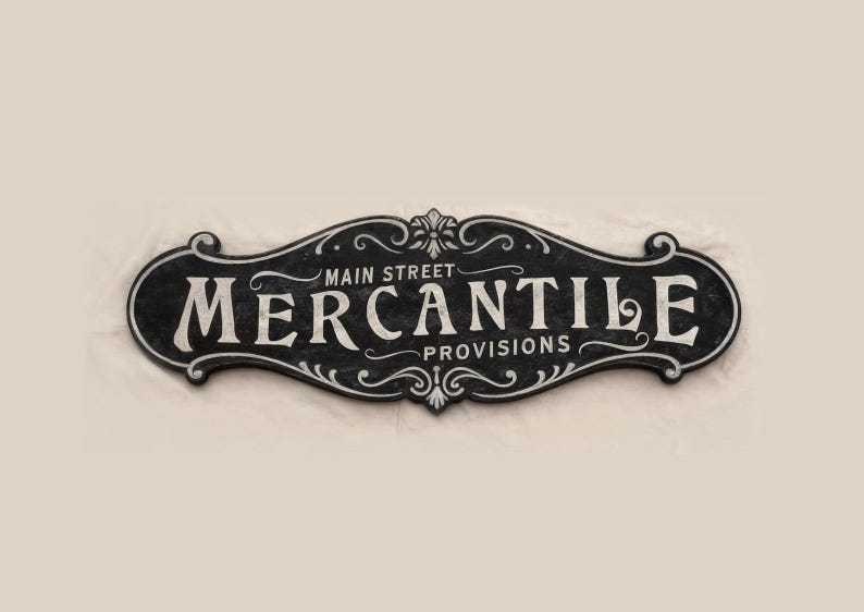 Main Street Mercantile Shaped Sign - Handcrafted Wood Decor - Etsy