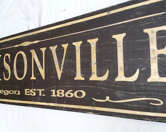 Old Fashioned City State Wood Sign - Handmade Wooden Decor