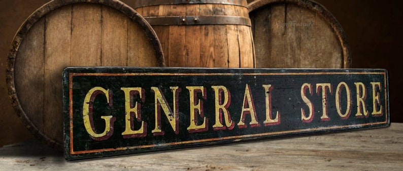 General Store Sign Antique Style Handmade Wood Decor image 1