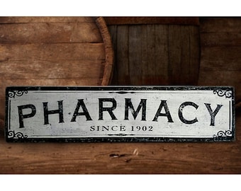 Pharmacy Wood Antique Style Sign - Hand Made Decor