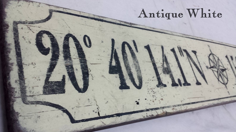 Personalized Latitude Longitude Wood Sign With Nautical Compass- Hand Crafted Custom Wooden Rustic Decor image 4