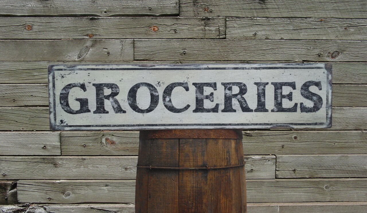 Custom Rustic Groceries Wood Sign HandCrafted Wooden Decor Etsy