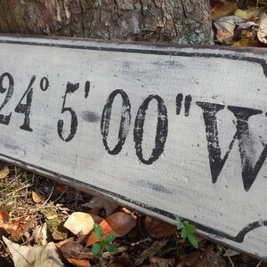 Personalized Latitude Longitude Wood Sign With Nautical Compass- Hand Crafted Custom Wooden Rustic Decor image 2