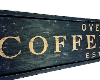 Coffee House Wood Sign - Framed Wood Antique Style Sign