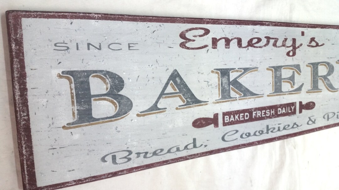 Personalized Baked Fresh Daily Bakery Vintage Wooden Decor Etsy