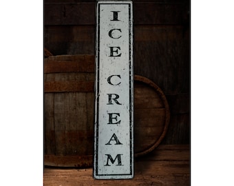 ICE CREAM Vertical wood Sign - Hand Crafted Wooden Decor