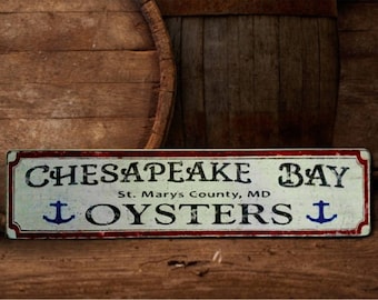 Chesapeake Bay Oysters Wood Sign - Handmade Wooden Decor