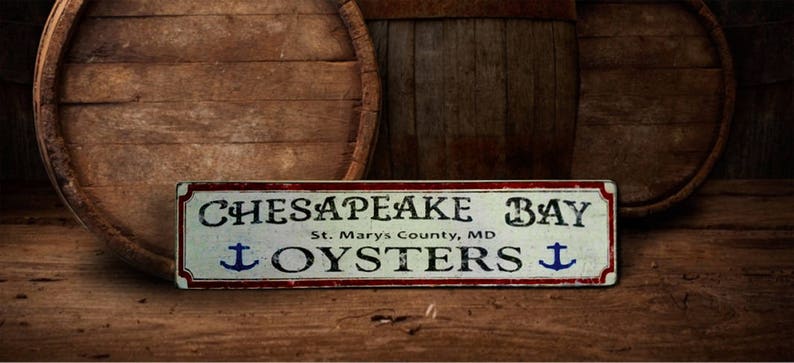 Chesapeake Bay Oysters Wood Sign Handmade Wooden Decor image 1