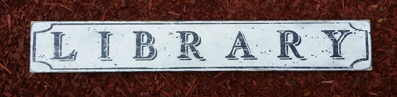Antique Style the Library Wood Sign Handmade Rustic Wooden - Etsy