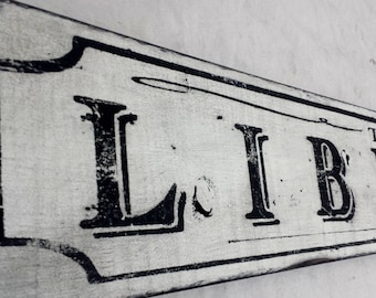 Antique Style The Library Wood Sign - Handmade Rustic Wooden Decor