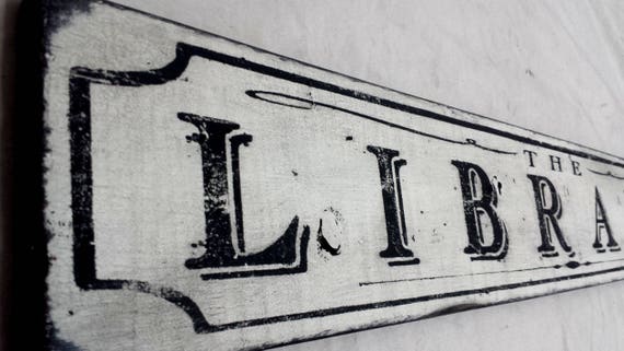 Antique Style the Library Wood Sign Handmade Rustic Wooden - Etsy