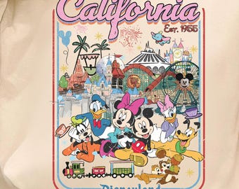 California Theme Park Friends PNG, Retro Cartoon Vacation Adventure Sublimation Design, family vacation png, mouse and friends png