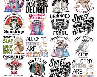Funny Raccoon Duck Sass Sublimation Bundle | Sarcastic Quote PNG Designs | 300 DPI Digital Download