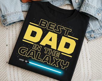 Best Dad In The Galaxy Lightsaber Tshirt, Fathers Day Space Hero Design, Sci Fi Galaxy Papa Gift, Sublimation Digital Download PNG
