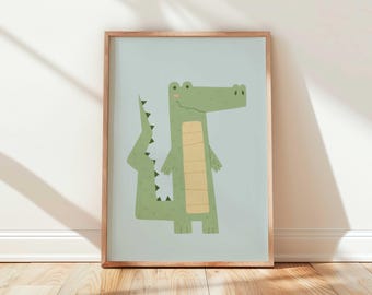 Safari Animals Nursery Kids Wall Art | Lion, Giraffe, Elephant and Friends | Playroom & Kids Decor
