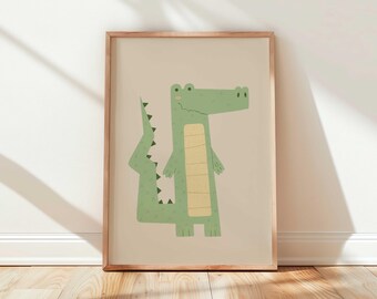Safari Animals Nursery Kids Wall Art | Lion, Giraffe, Elephant and Friends | Playroom & Kids Decor