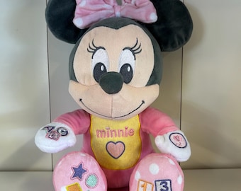 Rare Disney Baby Minnie Mouse ABC 123 Interactive Plush Doll  Pink Works Great TESETD WORKS