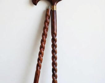 Handcrafted Twisted Wood Walking Cane – Elegant Spiral Mobility Stick