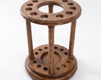 Houten standaard – rond rek met 12 sleuven, 27 inch hoge opberger