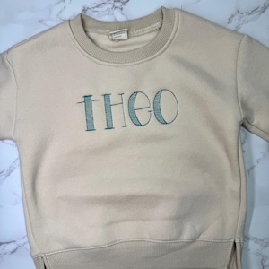 Personalized Toddler Sweatshirt Custom Name Embroidered Clothing Winter Outfit Cozy Crewneck Fleece Lined Pullover Top Baby Gift Child