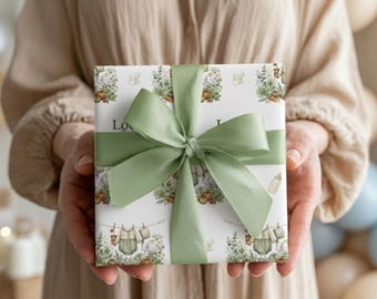 Papel de regalo floral estilo granja / Papel de regalo botánico para baby shower (cultivado localmente)